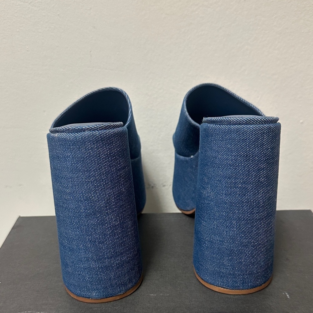 LARROUDE Women's Wanda Slip On
Platform Denim Slides In Blue Platform Sandals - Picture 9 of 16